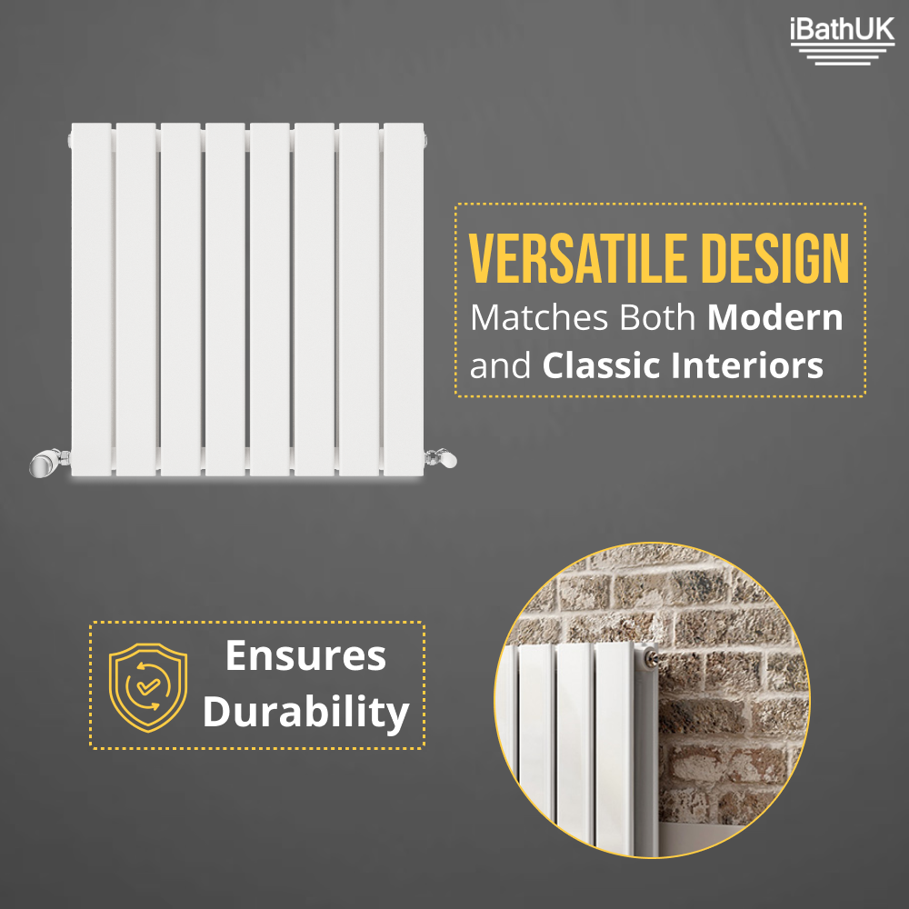 iBathUK Apex Horizontal Double Panel Slim Flat Radiator, Designer Radiator, UK Radiators, Slim Radiators