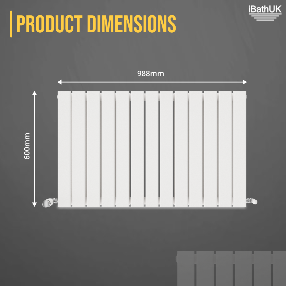 iBathUK Apex Horizontal Double Panel Slim Flat Radiator, Designer Radiator, UK Radiators, Slim Radiators