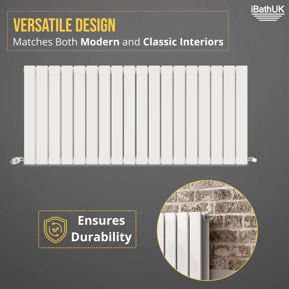 iBathUK Apex Horizontal Double Panel Slim Flat Radiator, Designer Radiator, UK Radiators, Slim Radiators