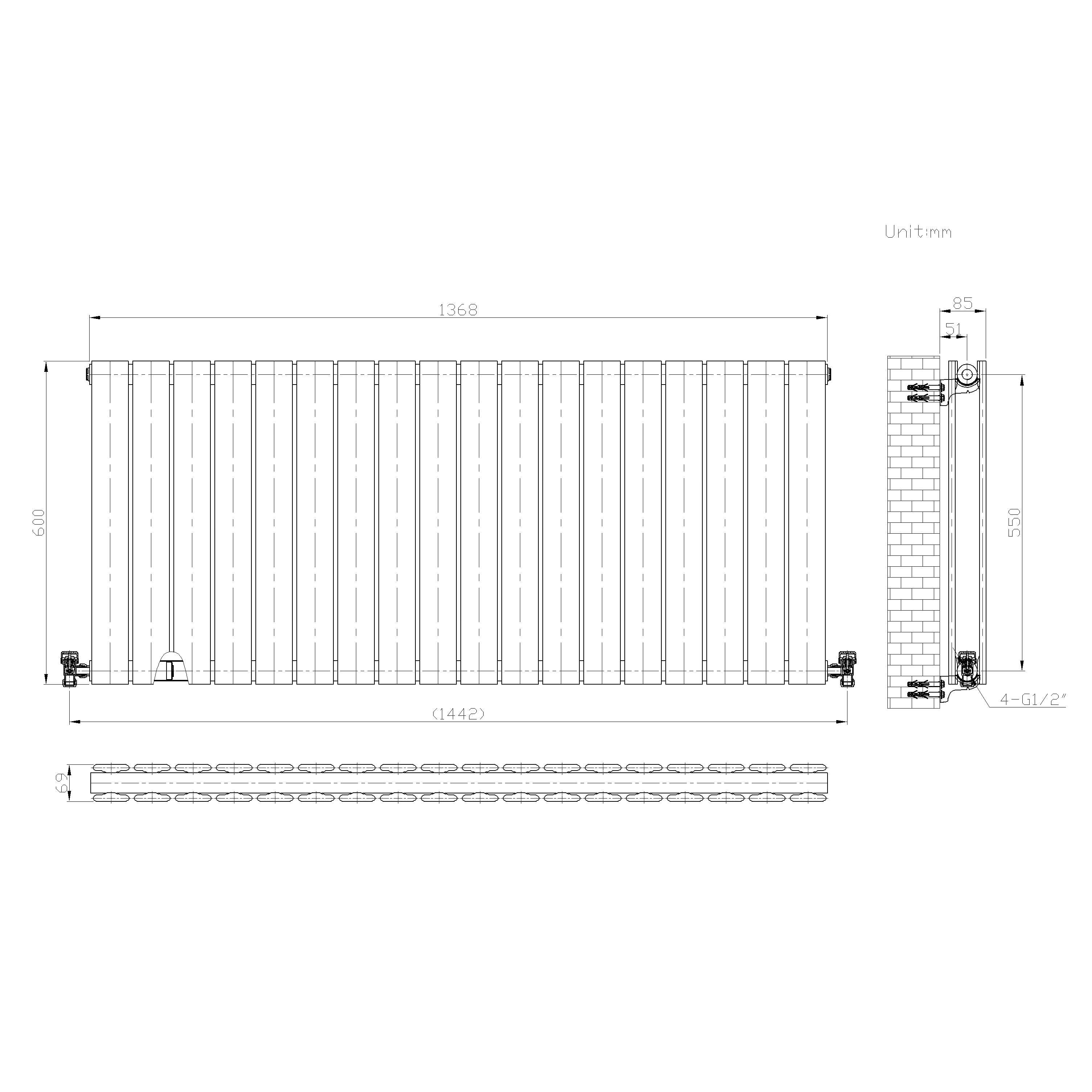 iBathUK Apex Horizontal Double Panel Slim Flat Radiator, Designer Radiator, UK Radiators, Slim Radiators