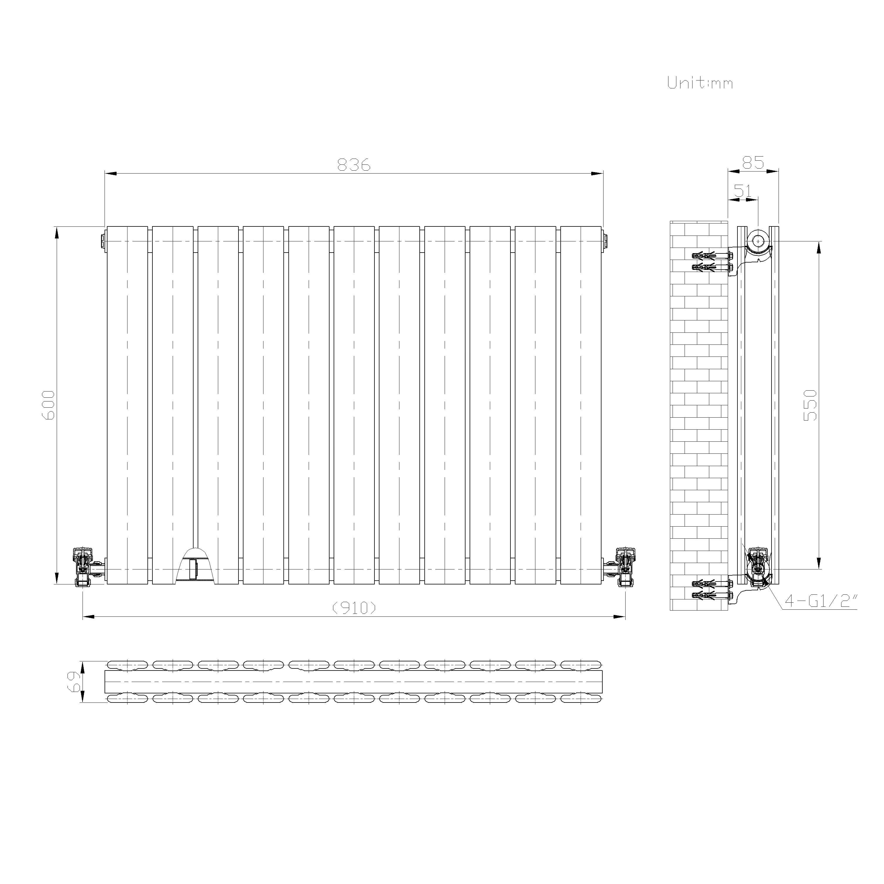 iBathUK Apex Horizontal Double Panel Slim Flat Radiator, Designer Radiator, UK Radiators, Slim Radiators