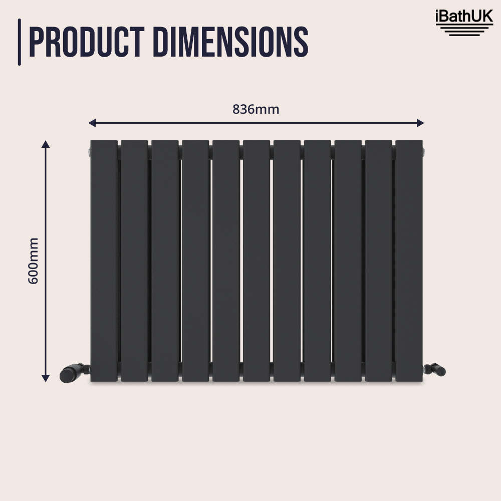 iBathUK Apex Horizontal Double Panel Slim Flat Radiator, Designer Radiator, UK Radiators, Slim Radiators