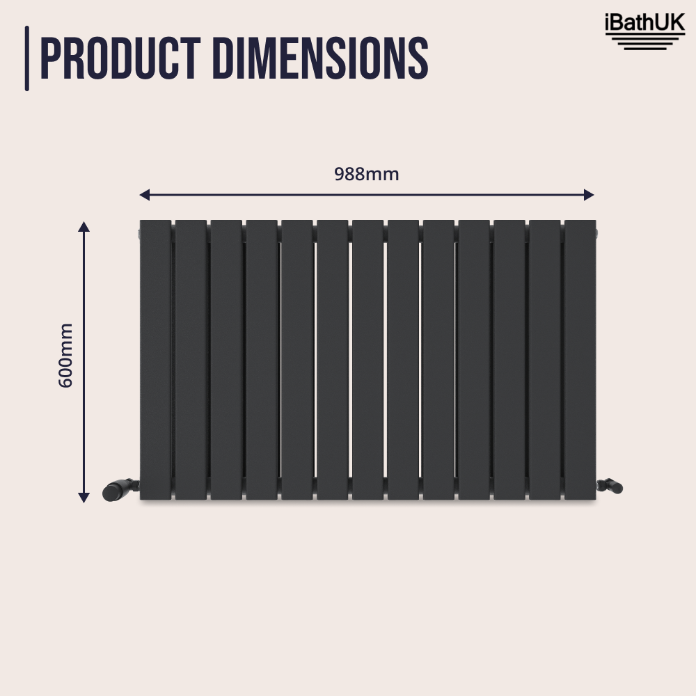 iBathUK Apex Horizontal Double Panel Slim Flat Radiator, Designer Radiator, UK Radiators, Slim Radiators