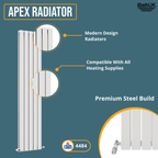 iBathUK Apex Vertical Double Slim Flat Panel Radiator, Designer Radiator, Vertical Radiators