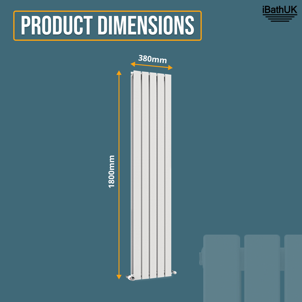 iBathUK Apex Vertical Double Slim Flat Panel Radiator, Designer Radiator, Vertical Radiators