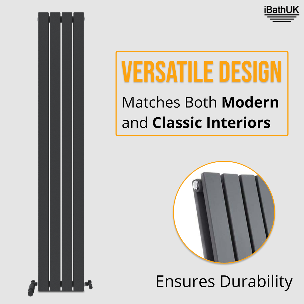 iBathUK Apex Vertical Double Slim Flat Panel Radiator, Designer Radiator, Vertical Radiators