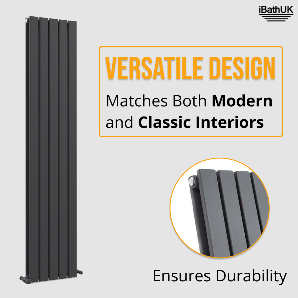 iBathUK Apex Vertical Double Slim Flat Panel Radiator, Designer Radiator, Vertical Radiators