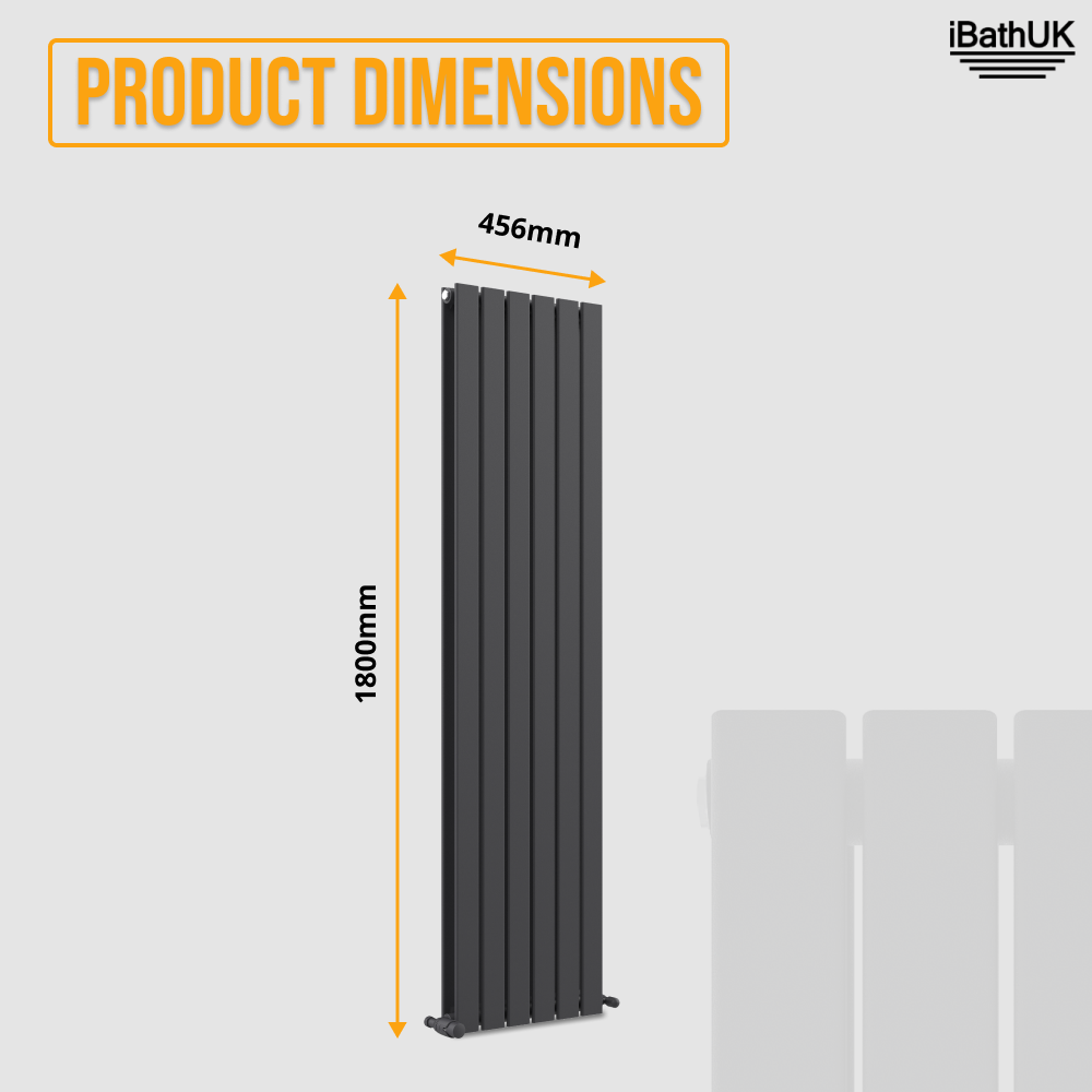 iBathUK Apex Vertical Double Slim Flat Panel Radiator, Designer Radiator, Vertical Radiators