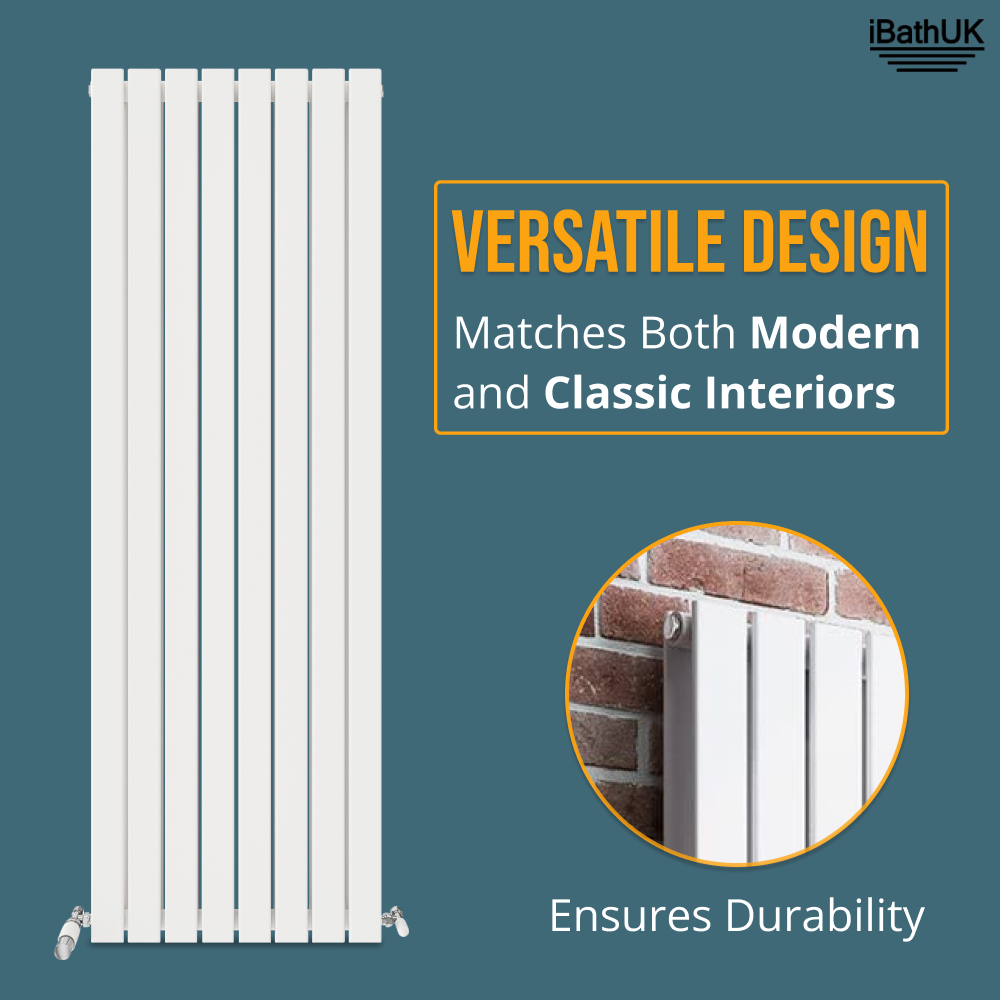 iBathUK Apex Vertical Double Slim Flat Panel Radiator, Designer Radiator, Vertical Radiators