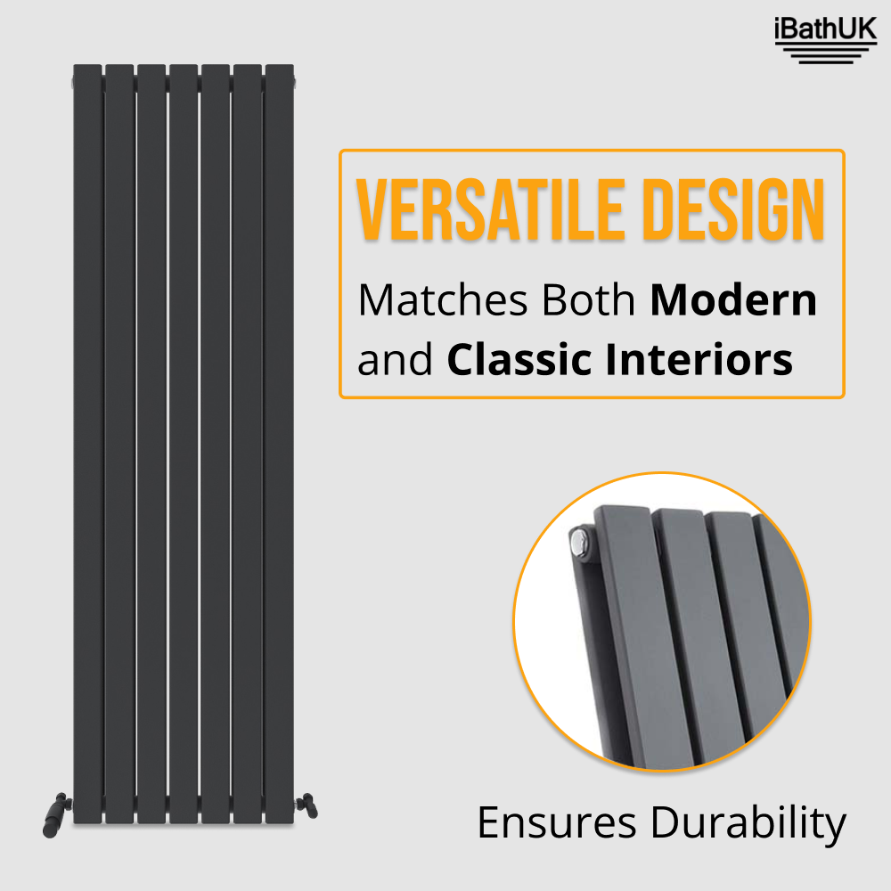 iBathUK Apex Vertical Double Slim Flat Panel Radiator, Designer Radiator, Vertical Radiators