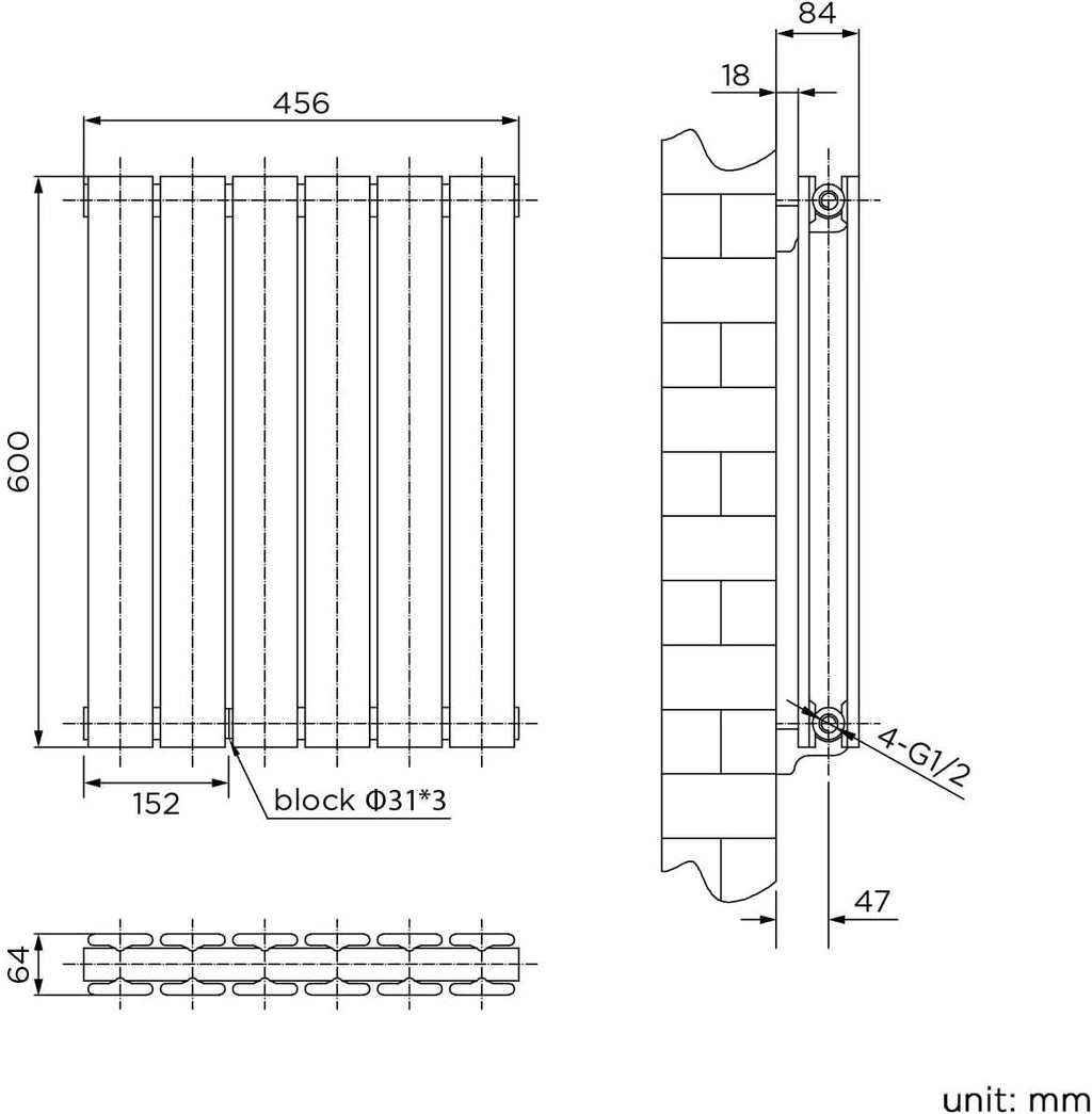 iBathUK Apex Horizontal Double Panel Slim Flat Radiator, Designer Radiator, UK Radiators, Slim Radiators