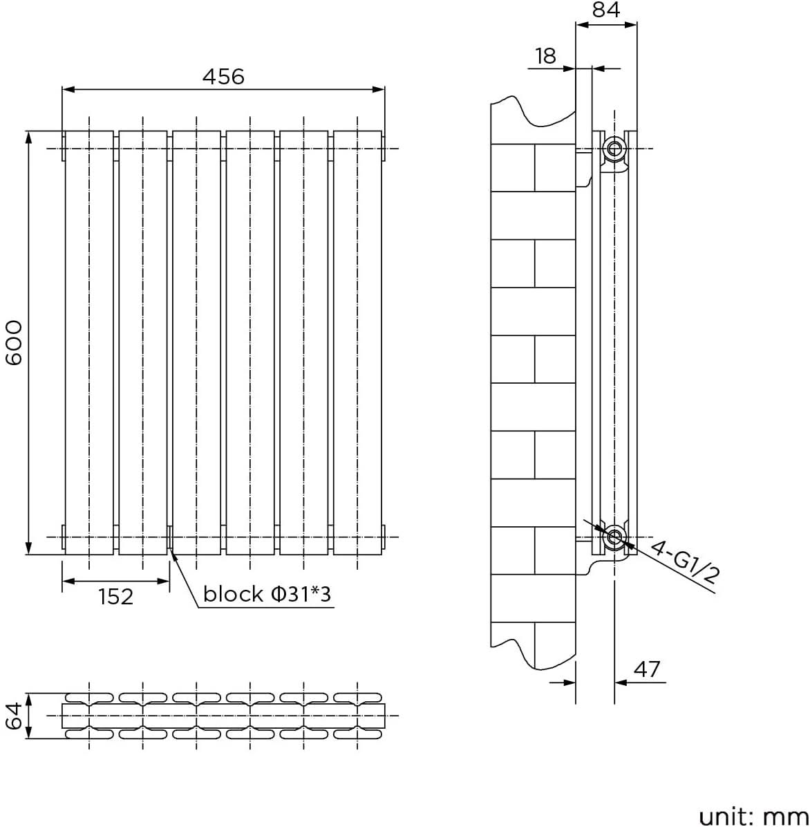 iBathUK Apex Horizontal Double Panel Slim Flat Radiator, Designer Radiator, UK Radiators, Slim Radiators