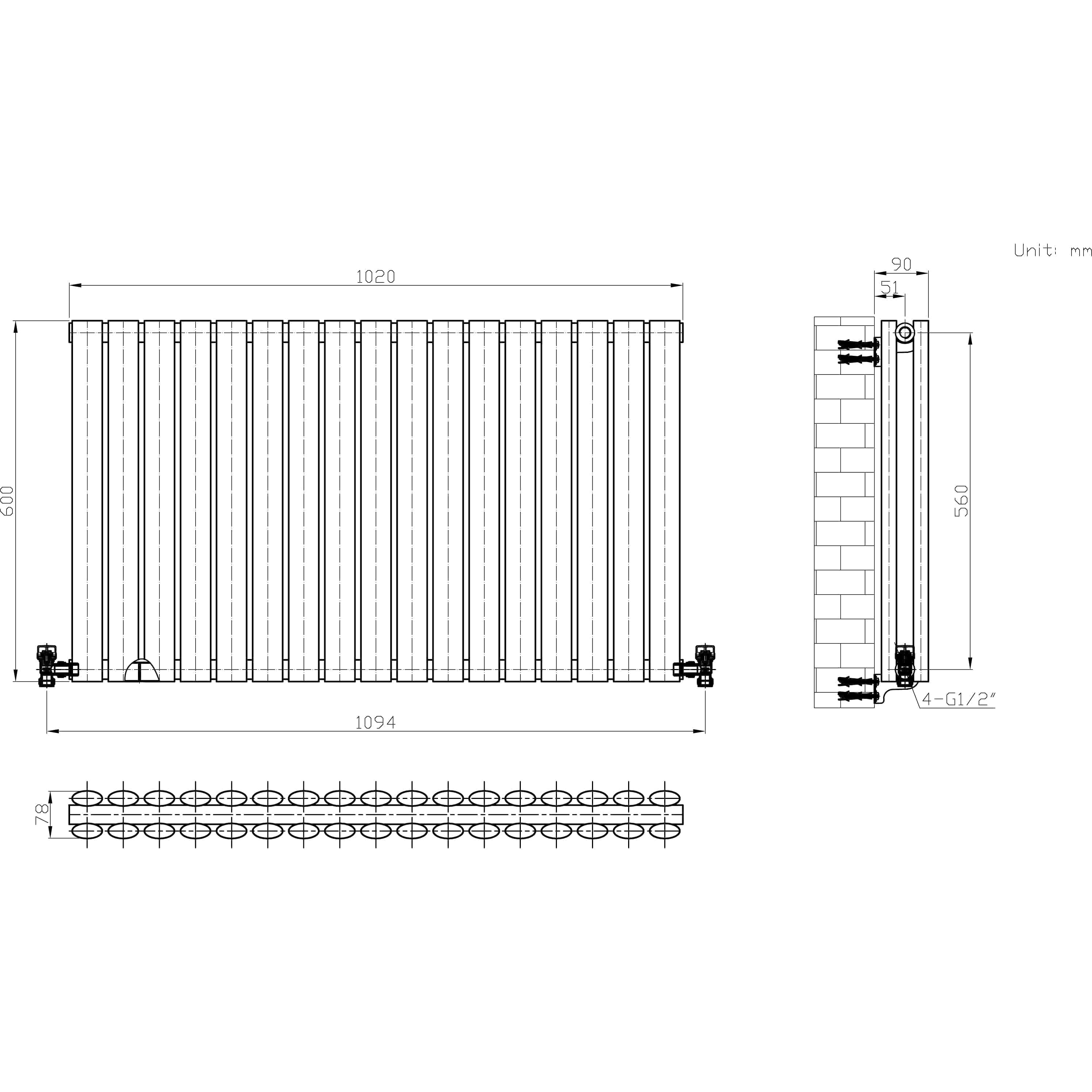 Princia Horizontal Double Oval Panel Radiator
