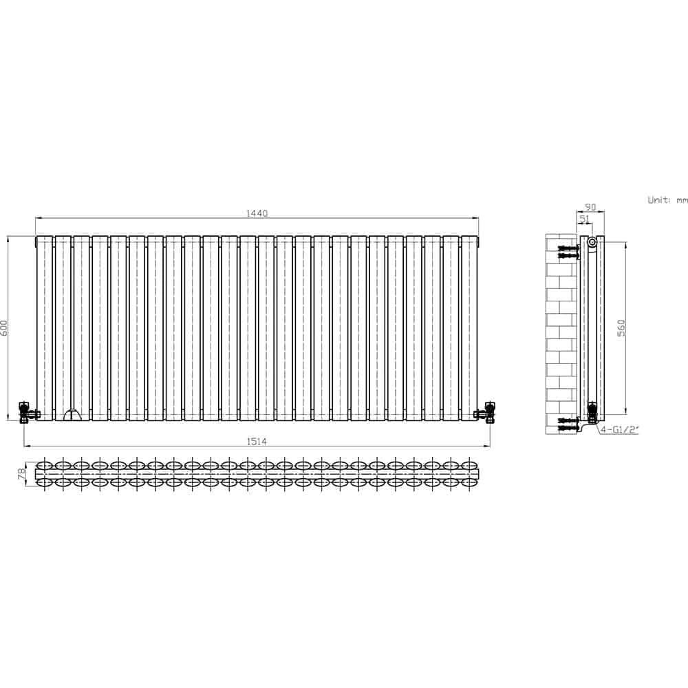 Princia Horizontal Double Oval Panel Radiator