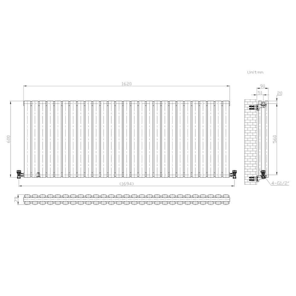 Princia Horizontal Double Oval Panel Radiator