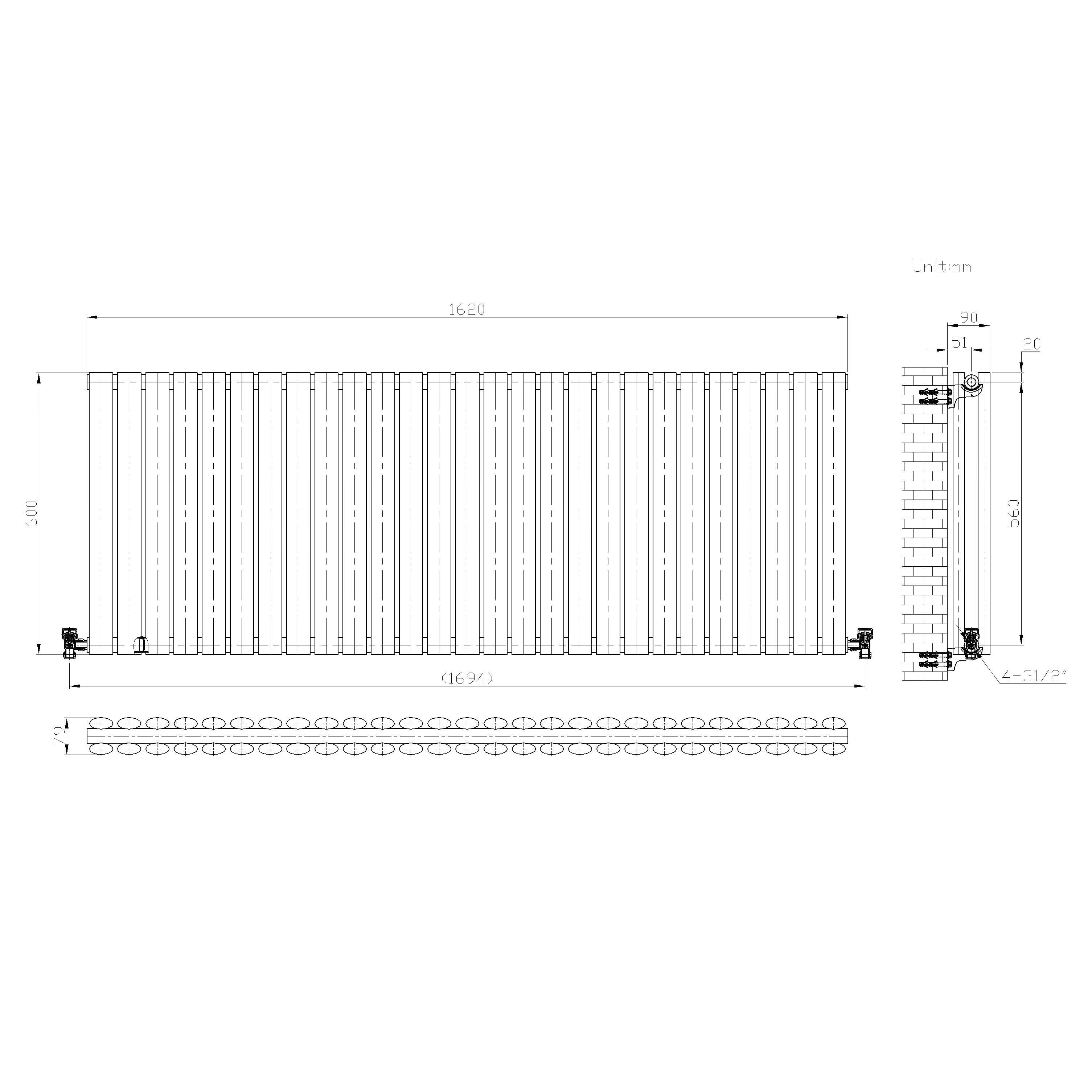Princia Horizontal Double Oval Panel Radiator