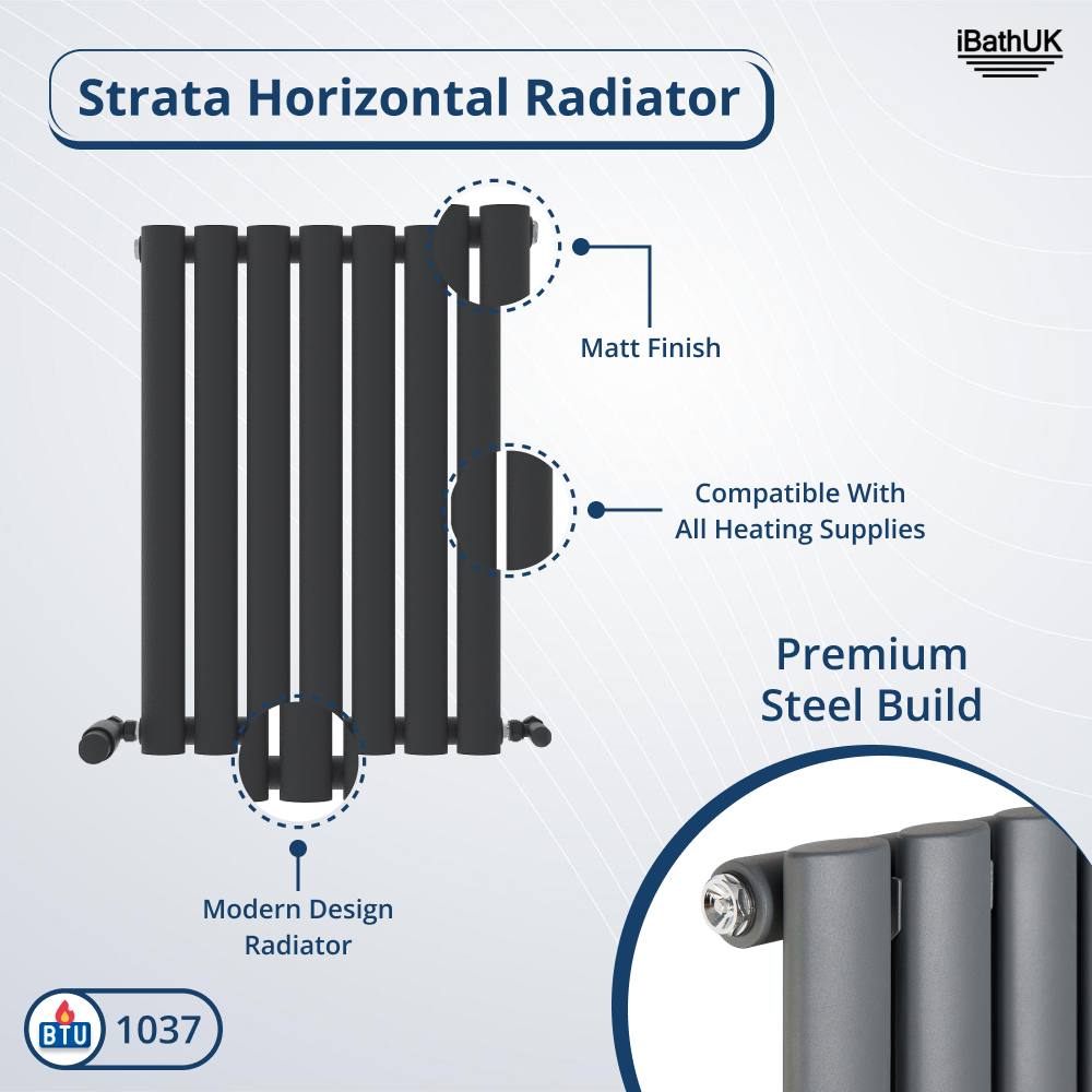 Princia Horizontal Single Oval Panel Radiator
