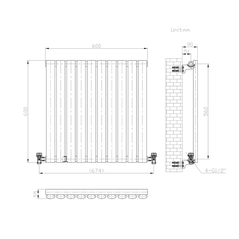 Princia Horizontal Single Oval Panel Radiator