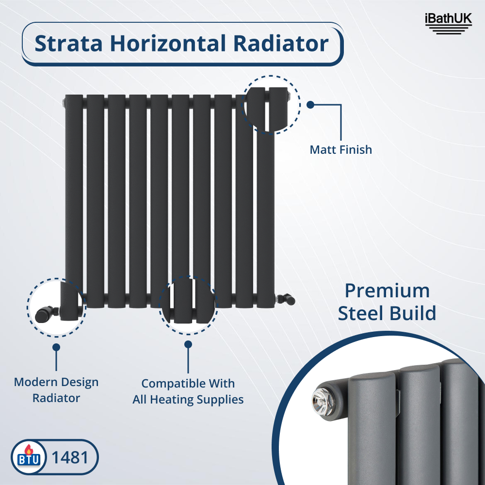 Princia Horizontal Single Oval Panel Radiator