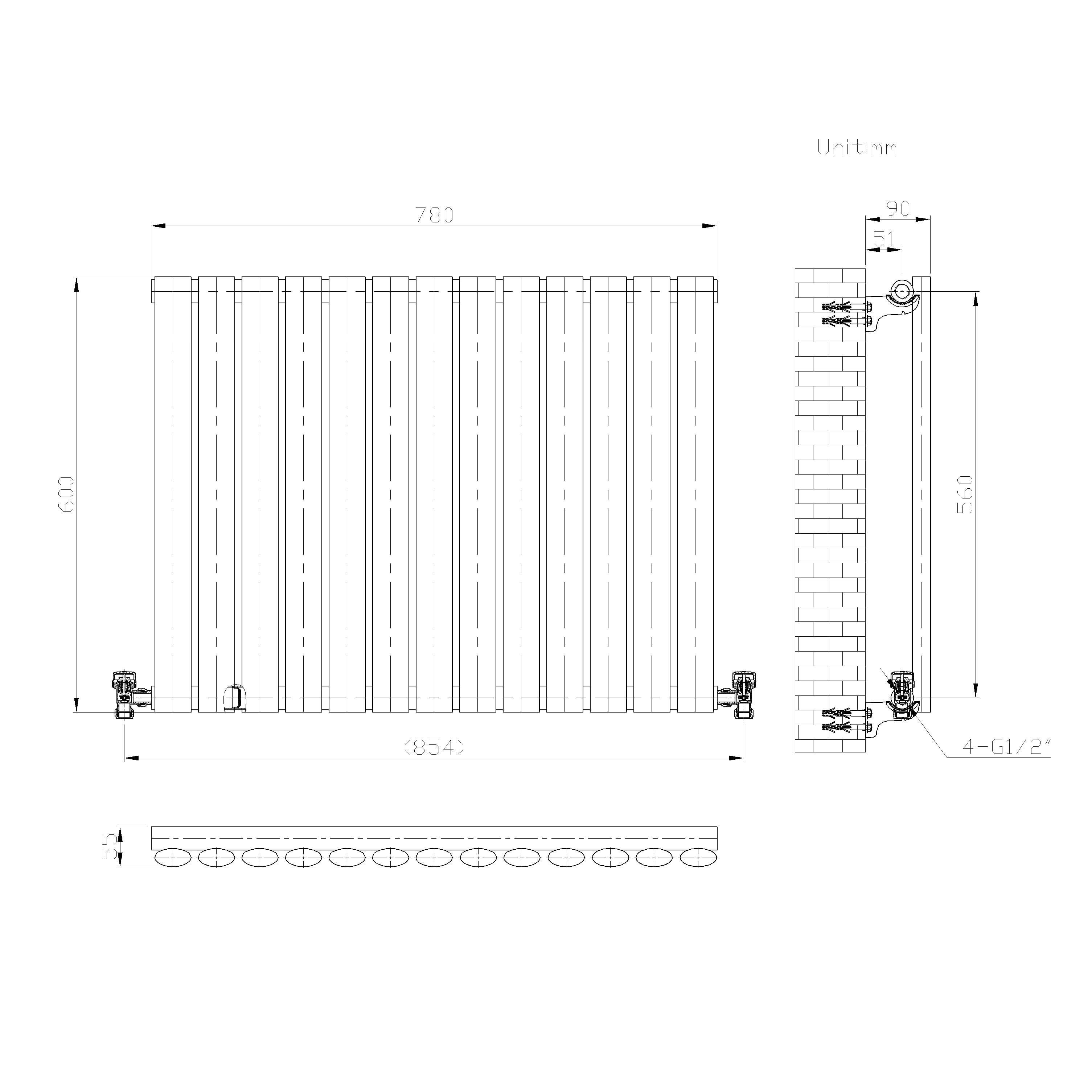 Princia Horizontal Single Oval Panel Radiator