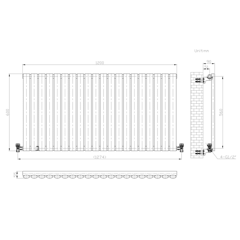 Princia Horizontal Single Oval Panel Radiator