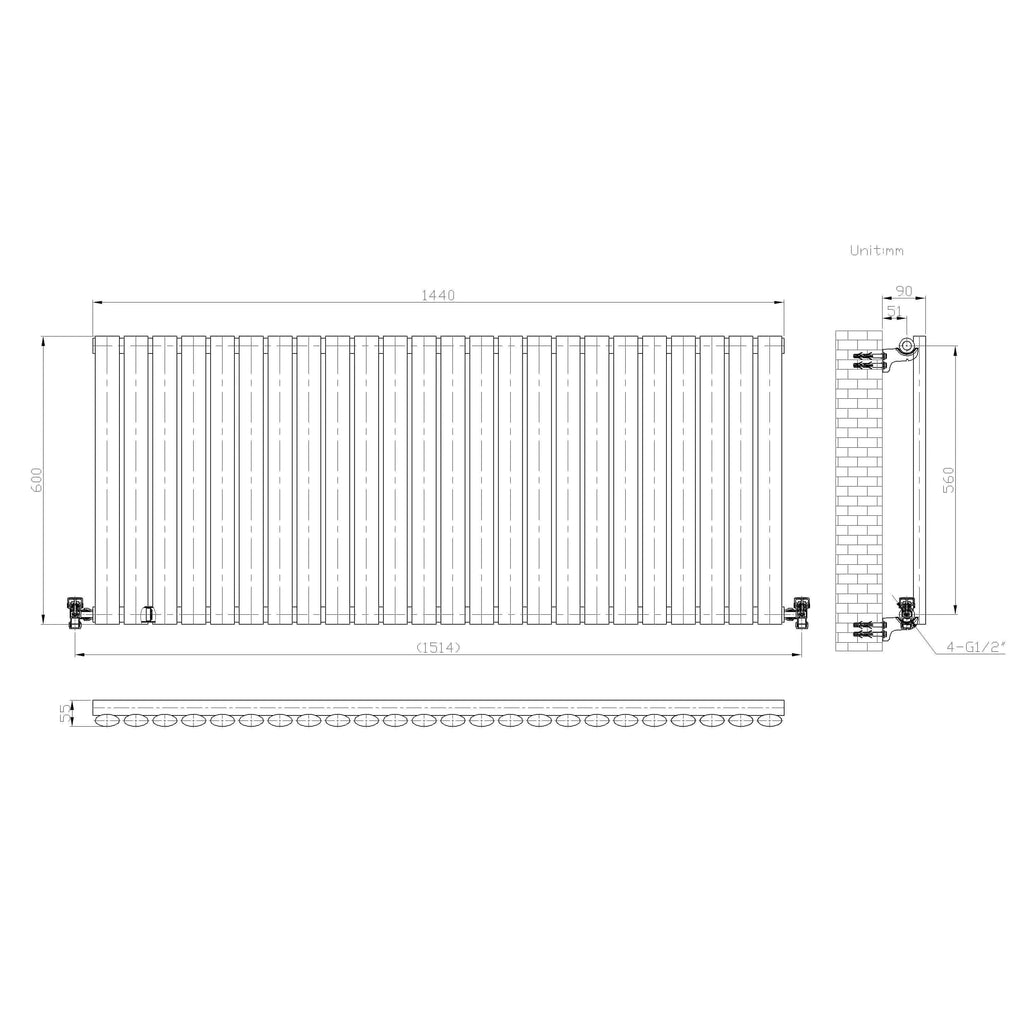 Princia Horizontal Single Oval Panel Radiator