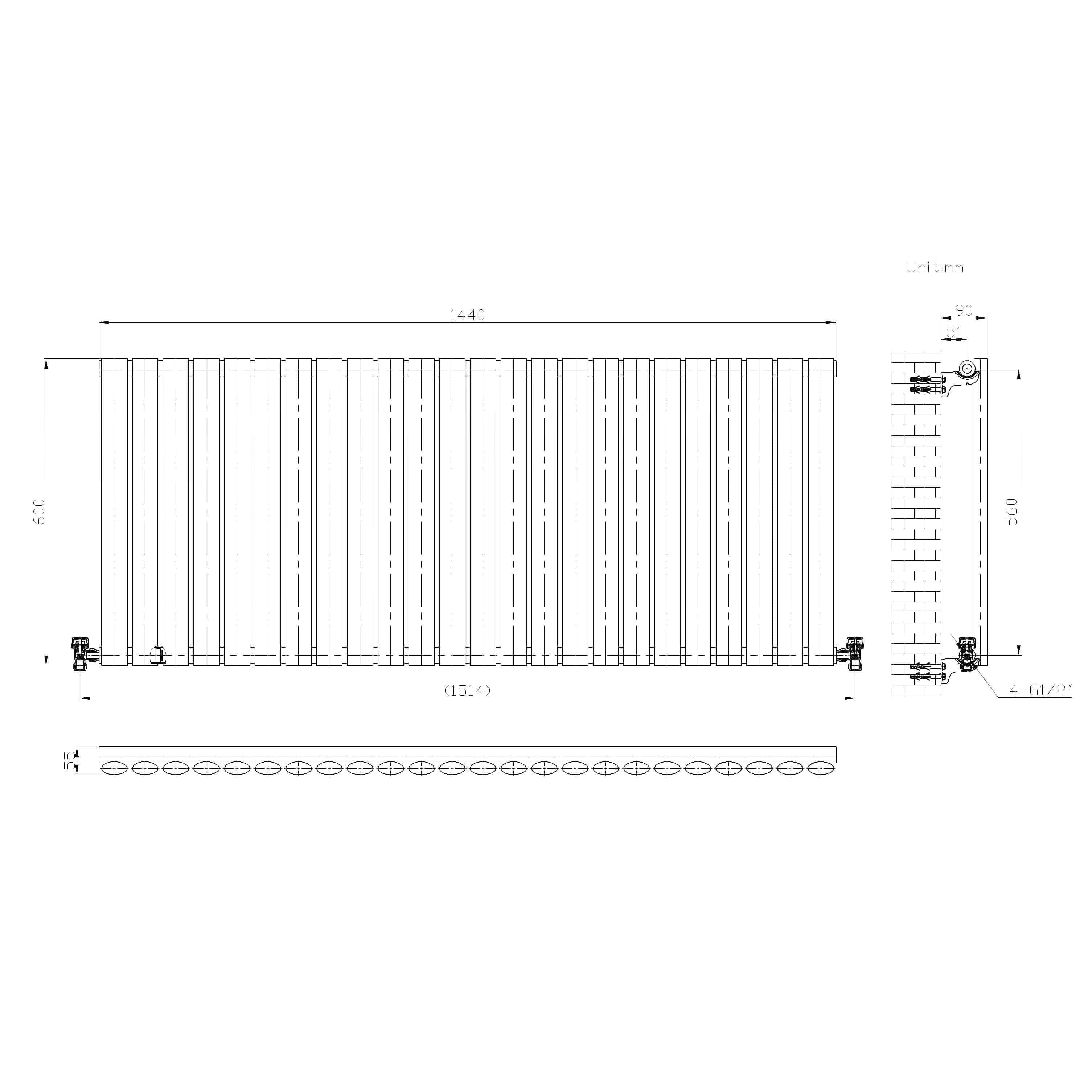 Princia Horizontal Single Oval Panel Radiator