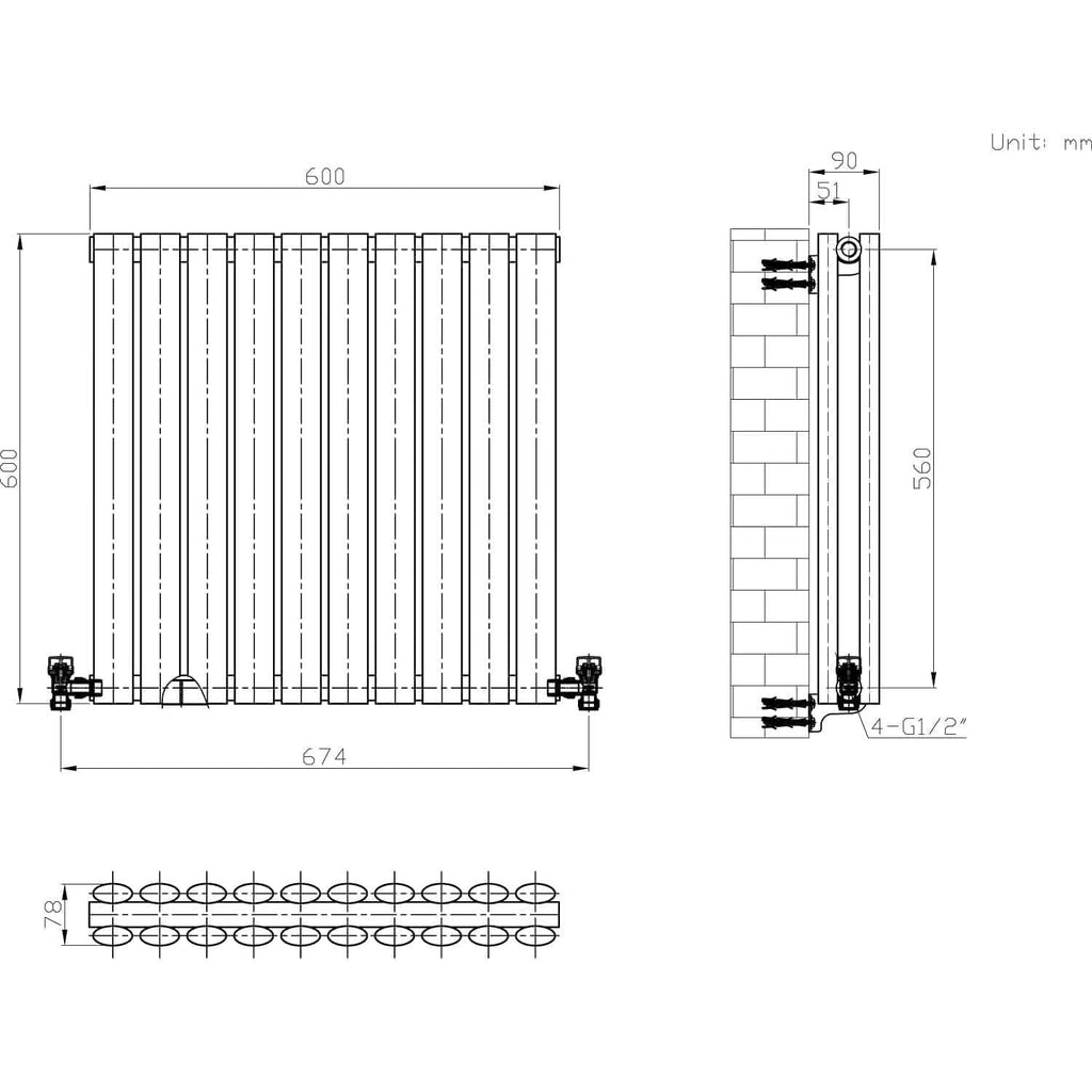 Princia Horizontal Double Oval Panel Radiator