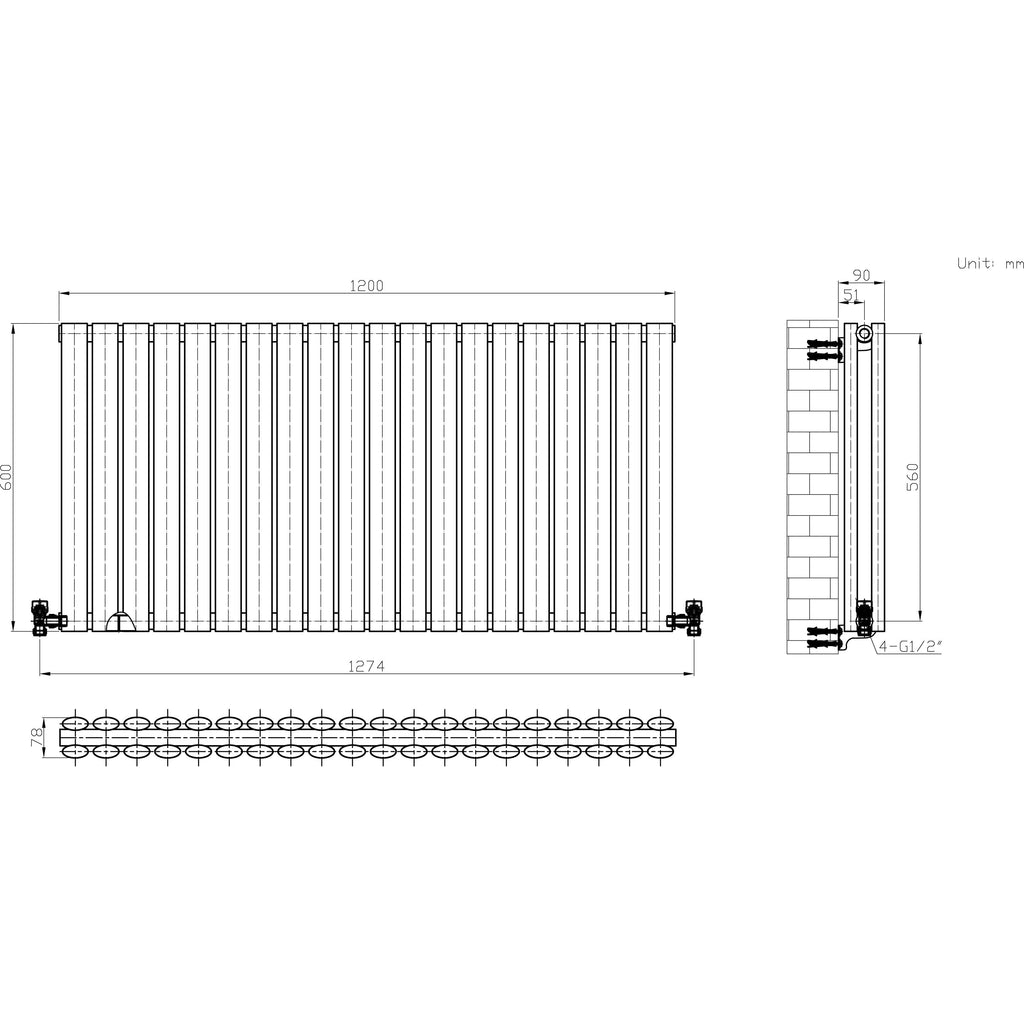 Princia Horizontal Double Oval Panel Radiator