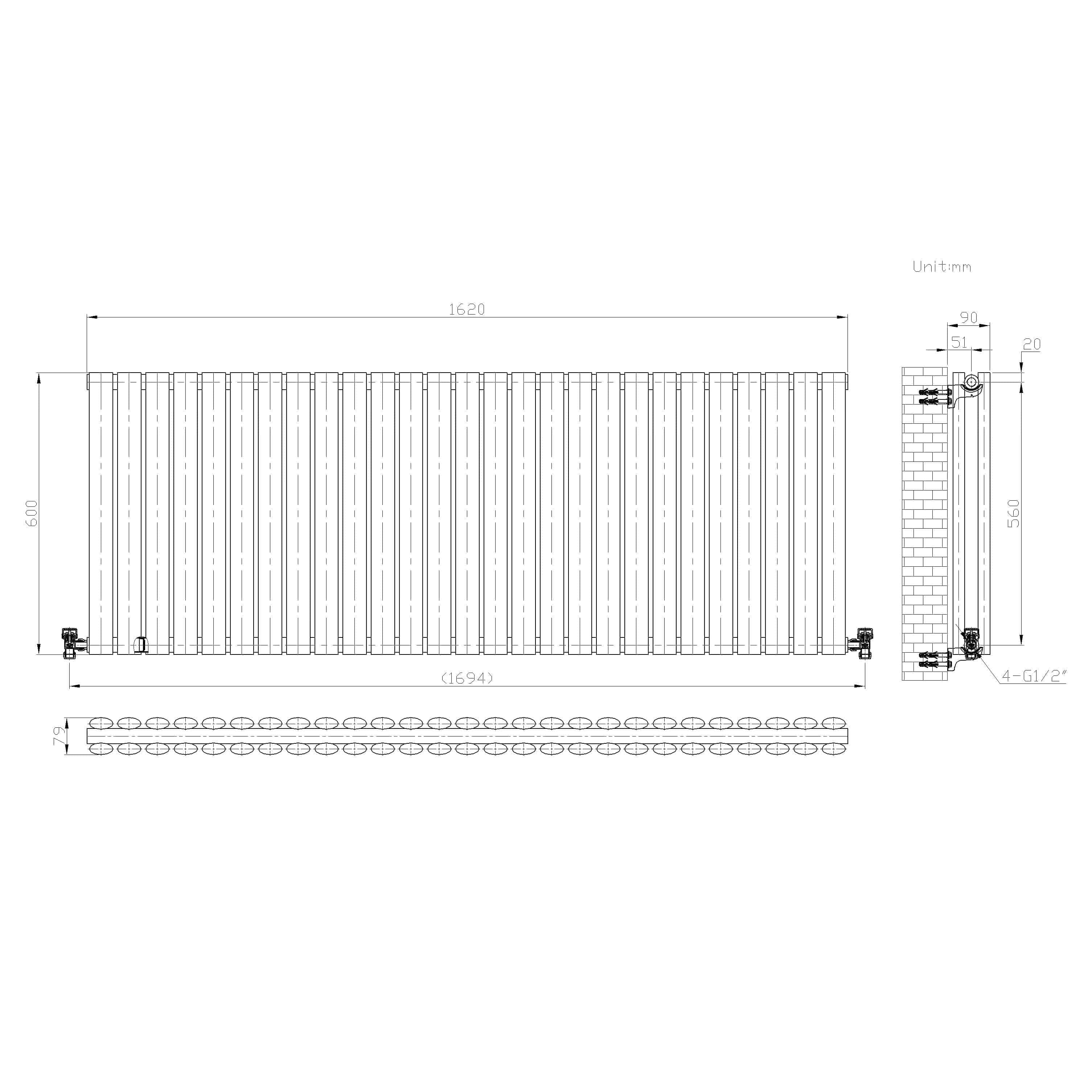 Princia Horizontal Double Oval Panel Radiator