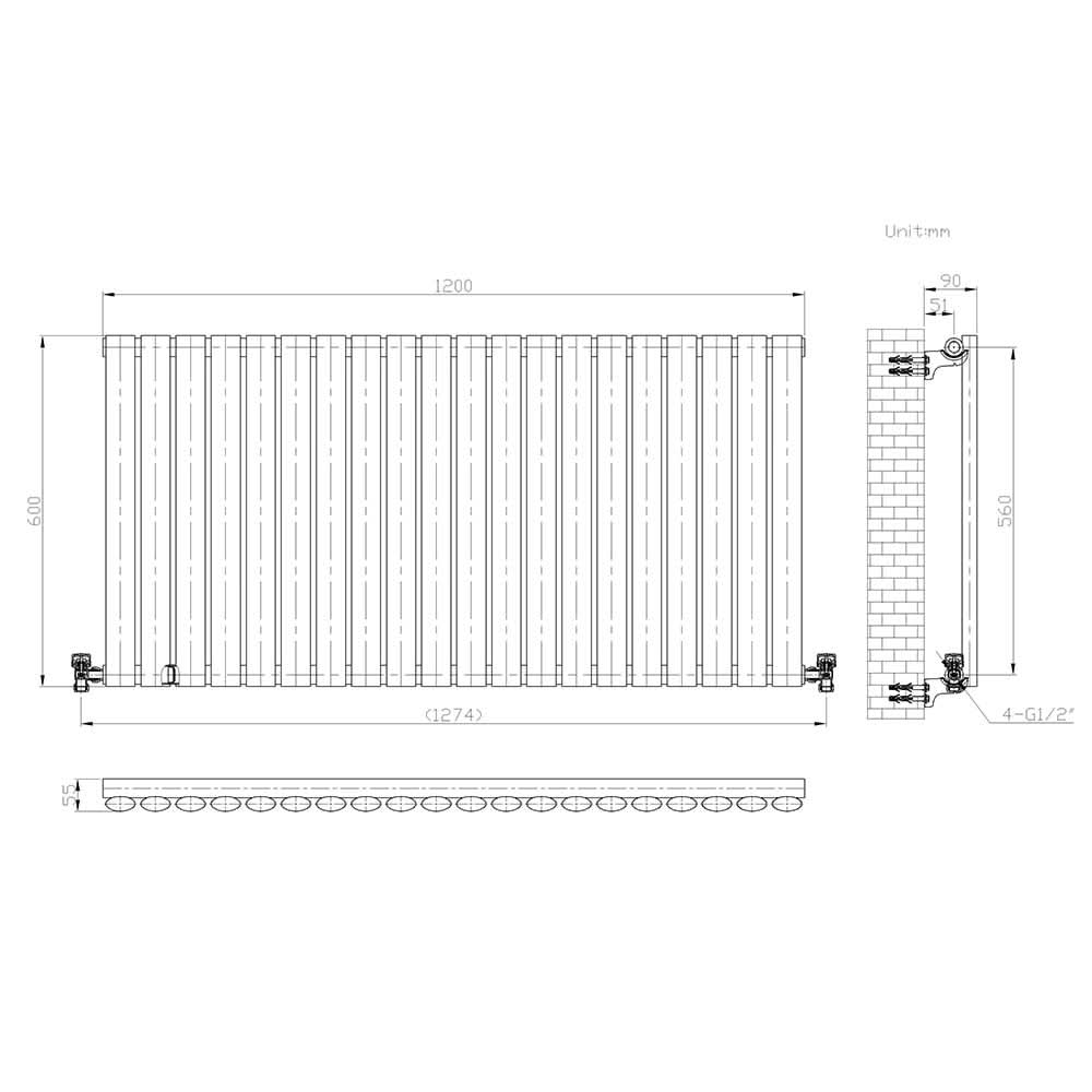 Princia Horizontal Single Oval Panel Radiator