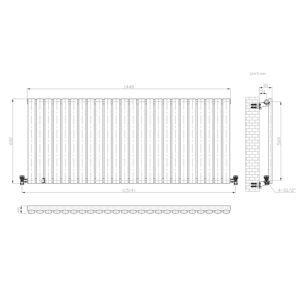 Princia Horizontal Single Oval Panel Radiator