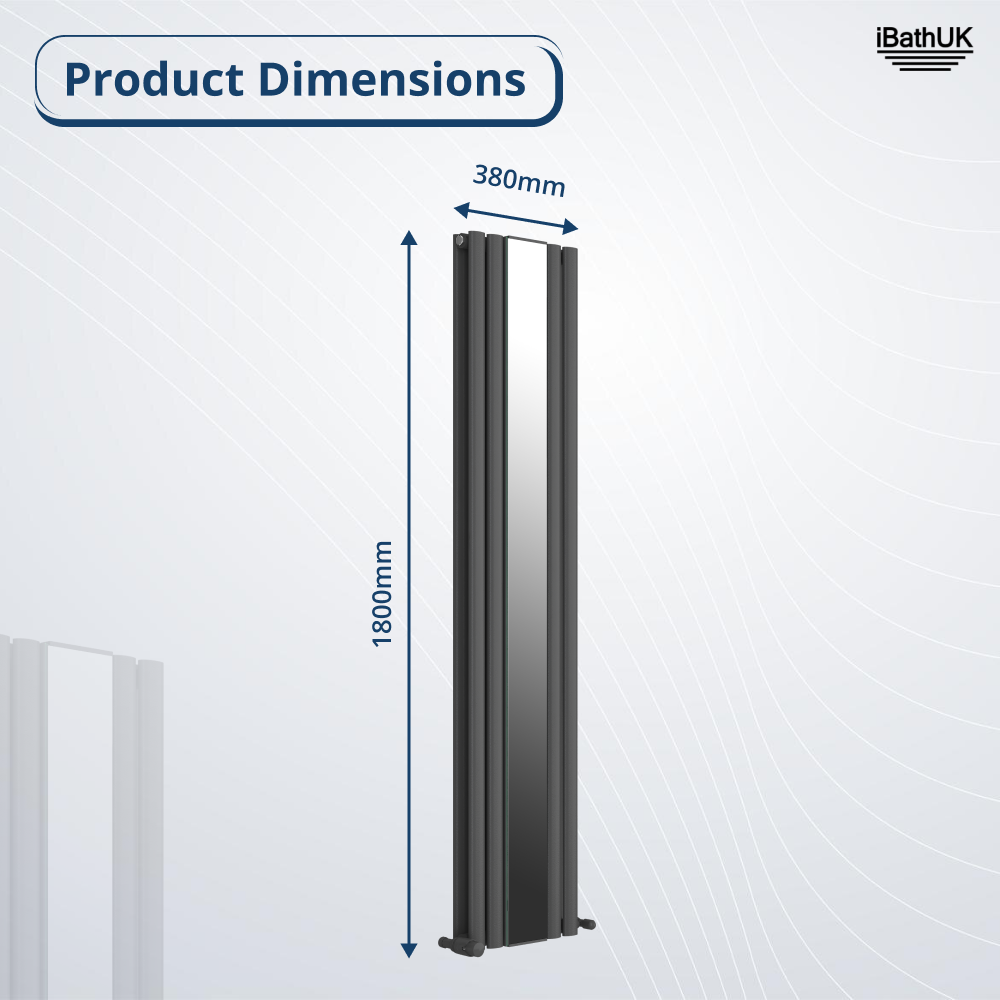 Princia Mirror Radiator - 1800 x 380mm