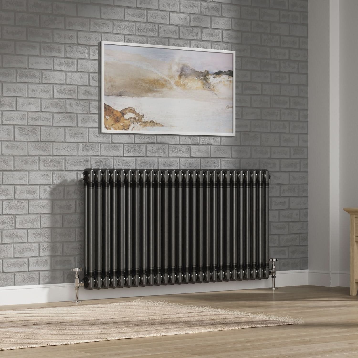 Helena Traditional Horizontal Column Radiator - Raw Metal