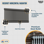Helena Traditional Horizontal Column Radiator - Raw Metal