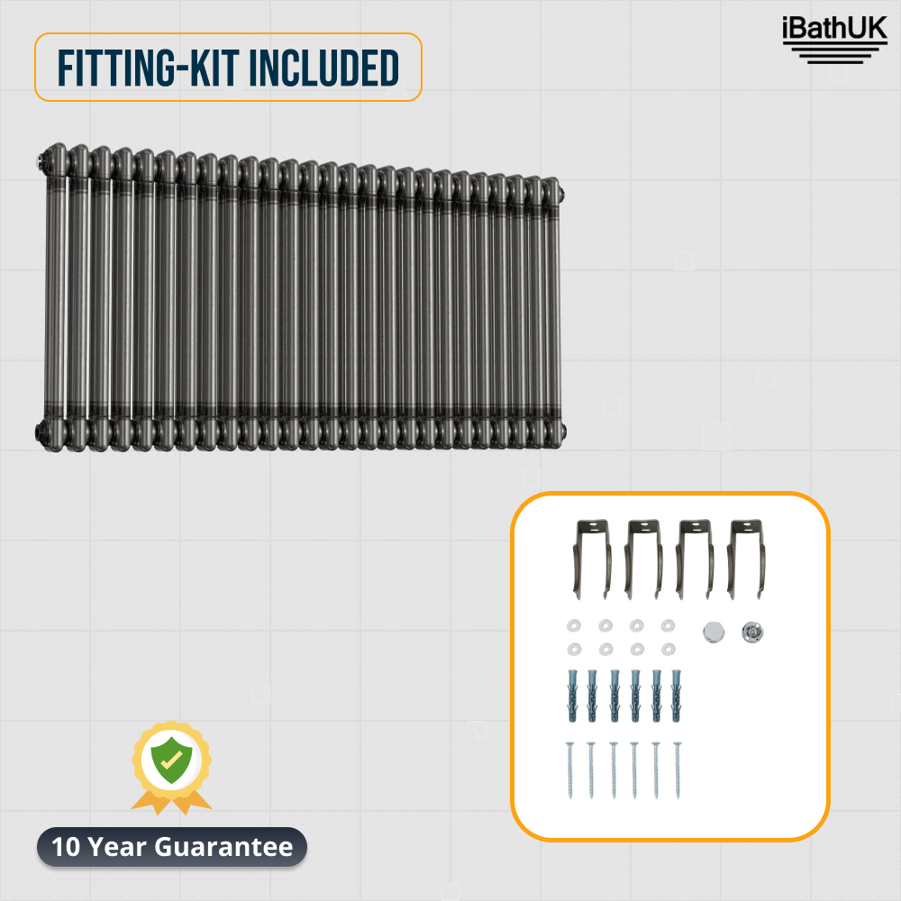 Helena Traditional Horizontal Column Radiator - Raw Metal