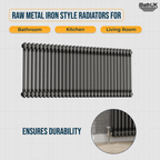 Helena Traditional Horizontal Column Radiator - Raw Metal