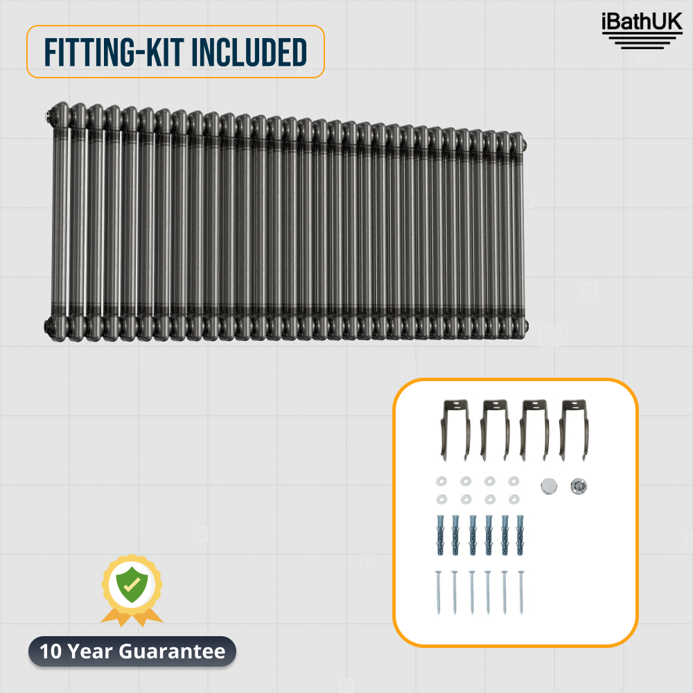 Helena Traditional Horizontal Column Radiator - Raw Metal