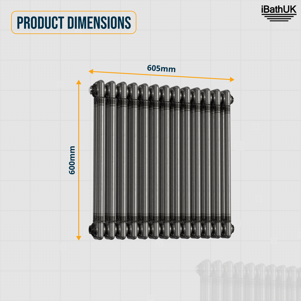 Helena Traditional Horizontal Column Radiator - Raw Metal