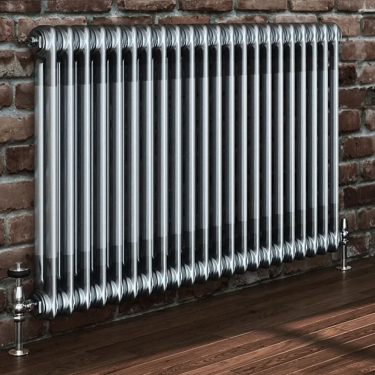 Helena Traditional Horizontal Column Radiator - Raw Metal