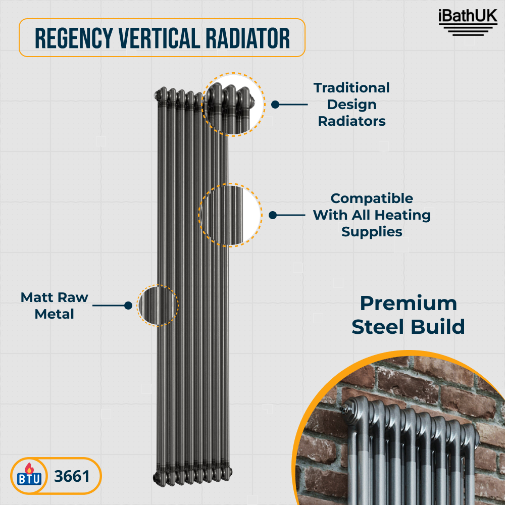 Helena MKII Column Vertical Radiator - Raw Metal