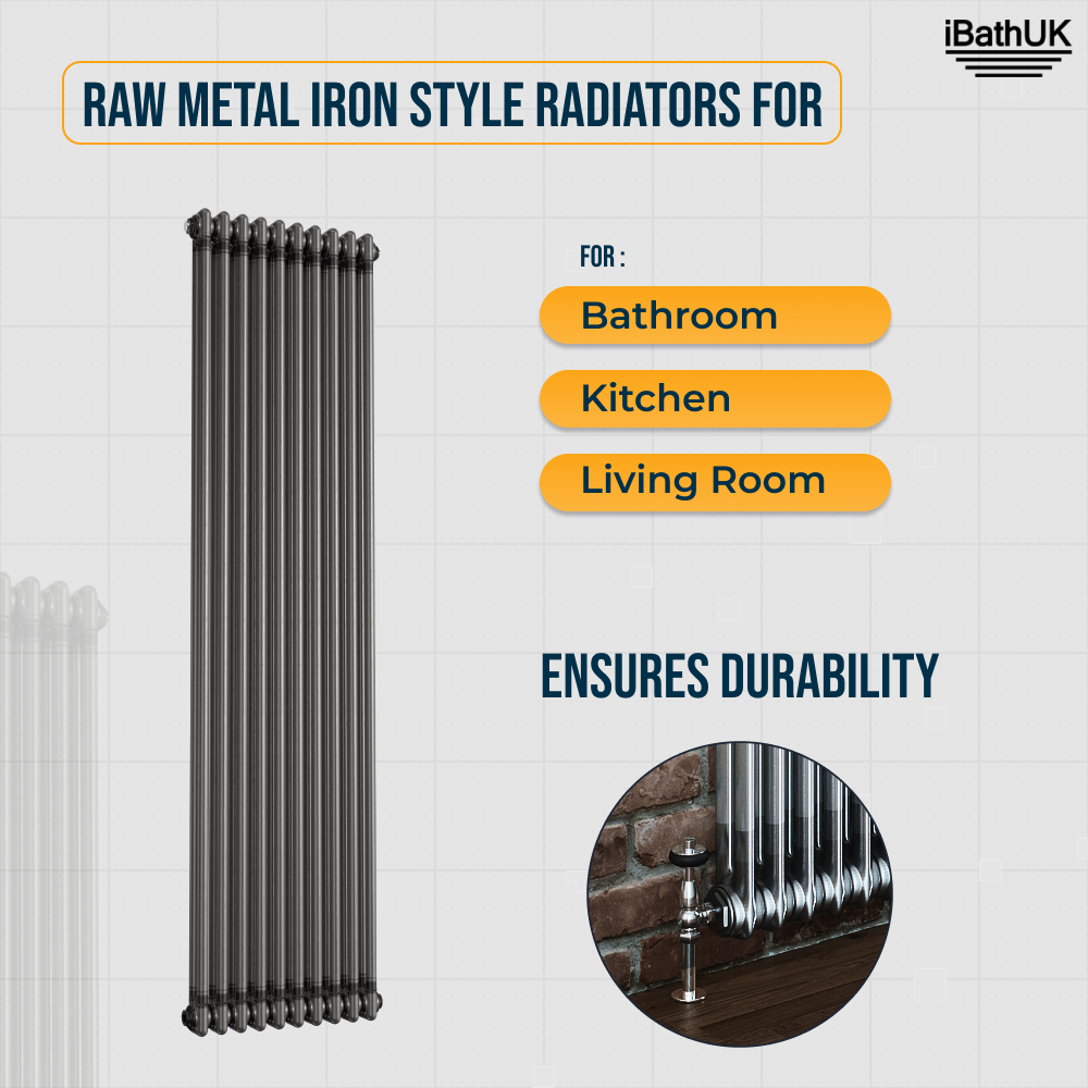Helena MKII Column Vertical Radiator - Raw Metal