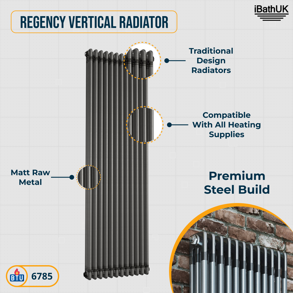 Helena MKII Column Vertical Radiator - Raw Metal