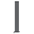 The iBathUK Princia Vertical Single Oval Panel Radiator features four parallel columns in a tall, sleek design, seen from the front against a white background for a modern look.