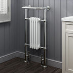 Traditional Vertical Heated Towel Radiator - Chrome/White
