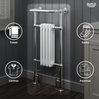 Traditional Vertical Heated Towel Radiator - Chrome/White