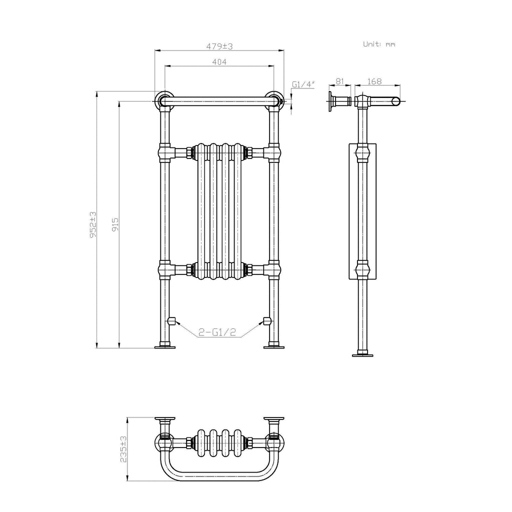 Traditional Vertical Heated Towel Radiator - Chrome/White