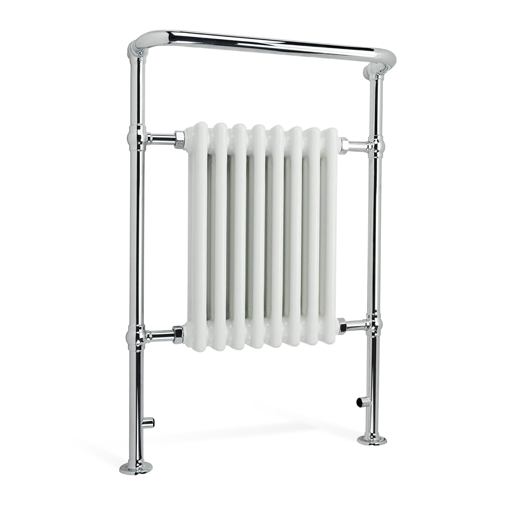 Traditional Vertical Heated Towel Radiator - Chrome/White