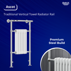 Traditional Vertical Heated Towel Radiator - Chrome/White