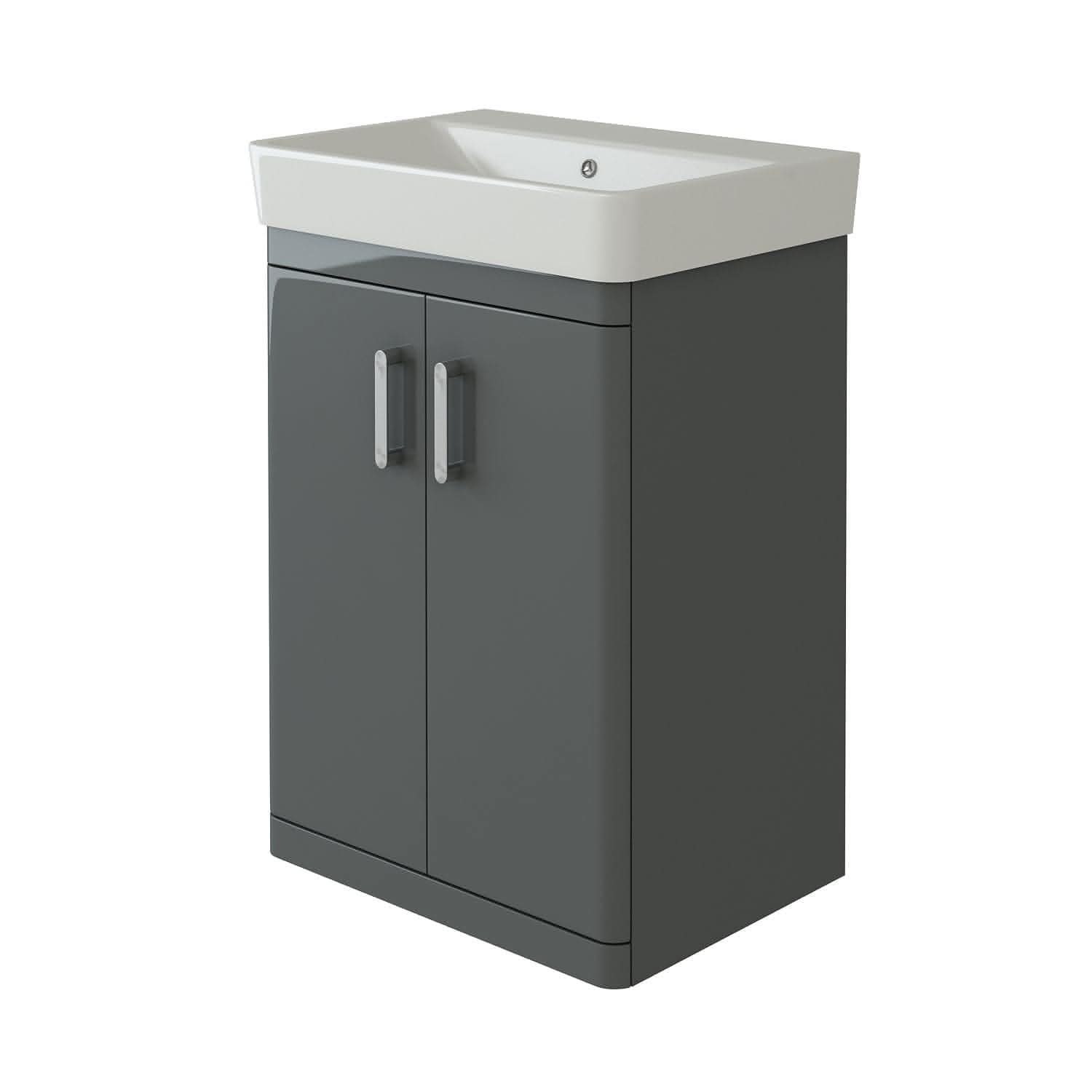 Solar Luxury Waterproof 2 Door Floorstanding Vanity Unit With Basin - 960mm x 600mm